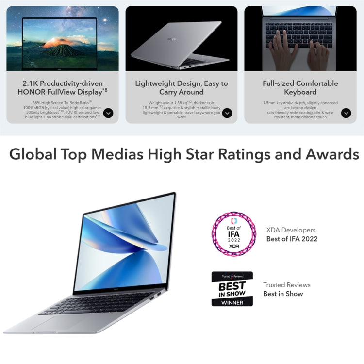 HONOR MagicBook 14 2022 Laptop, 14 inch Windows 11 Home Chinese Version, Intel 12th Gen Core i5-12500H MX550 Discrete Graphics, MX550