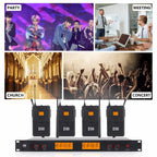 XTUGA A400-HB Professional 4-Channel UHF Wireless Microphone System with 2 Handheld & 2 Headset Microphone, A400-HB