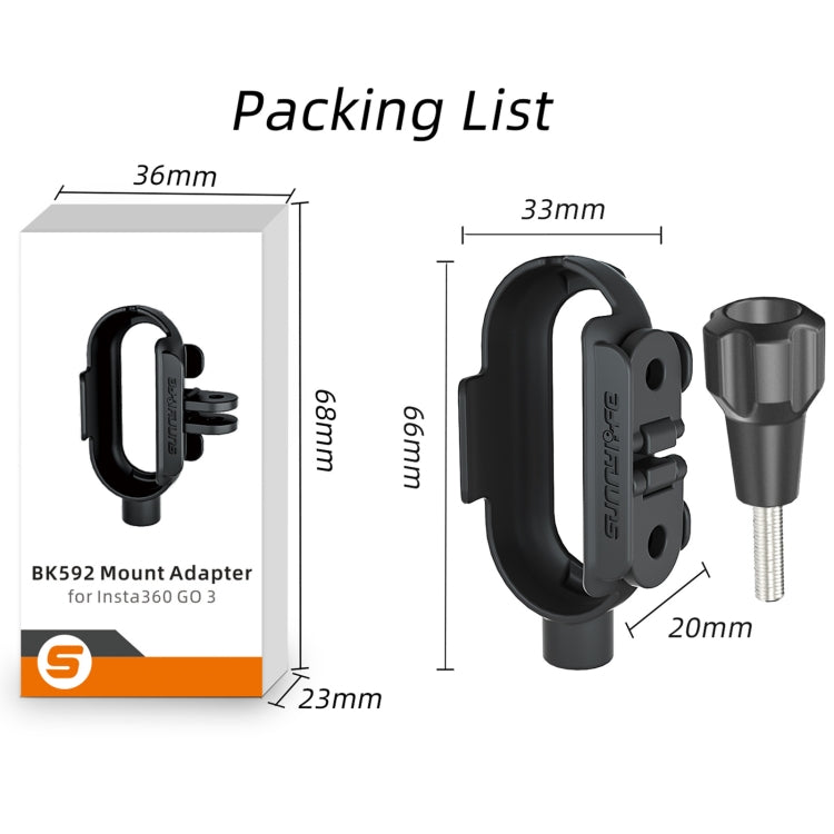Sunnylife IST-BK592 Mount Adapter Protective Frame Cage Mounting Brackets Housing Case, For Insta360 Go 3