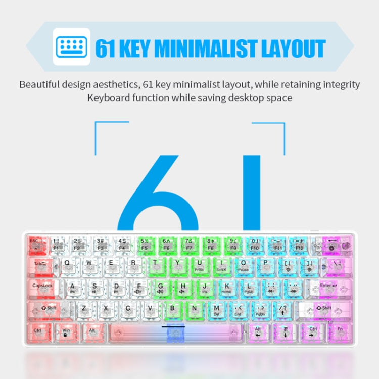 XUNFOX K30 Transparent 61-Keys Blacklit Wired Mechanical Keyboard, Cable Length: 1.5m, K30