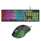 HXSJ L200+X100 Wired RGB Backlit Keyboard and Mouse Set 104 Pudding Key Caps + 3600DPI Mouse, L200+X100