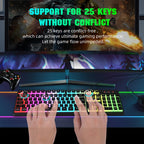 HXSJ L200+X100 Wired RGB Backlit Keyboard and Mouse Set 104 Pudding Key Caps + 3600DPI Mouse, L200+X100