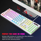HXSJ L200+X100 Wired RGB Backlit Keyboard and Mouse Set 104 Pudding Key Caps + 3600DPI Mouse, L200+X100