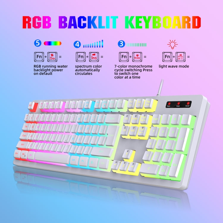 HXSJ L200 Wired RGB Backlit Keyboard 104 Pudding Key Caps, L200