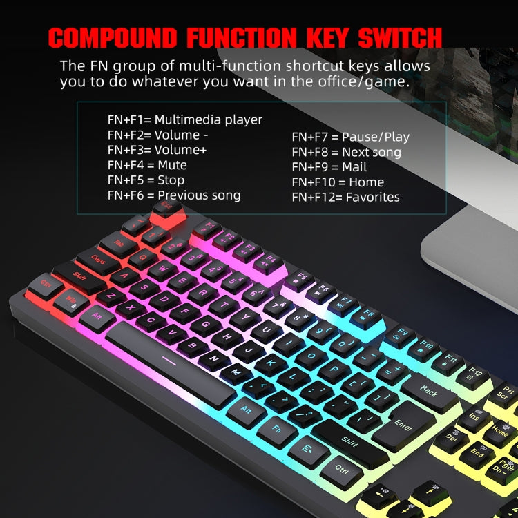 HXSJ L200 Wired RGB Backlit Keyboard 104 Pudding Key Caps, L200
