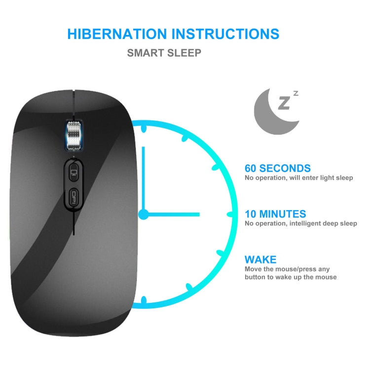 HXSJ M103 1600DPI UV 2.4GHz Wireless Rechargeable Mouse, UV 2.4GHz Black