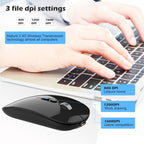 HXSJ M103 1600DPI UV 2.4GHz Wireless Rechargeable Mouse, UV 2.4GHz Black