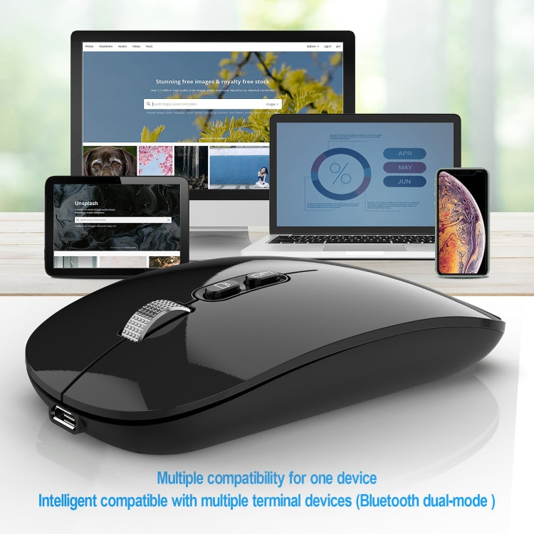 HXSJ M103 1600DPI UV 2.4GHz Wireless Rechargeable Mouse, UV 2.4GHz Black
