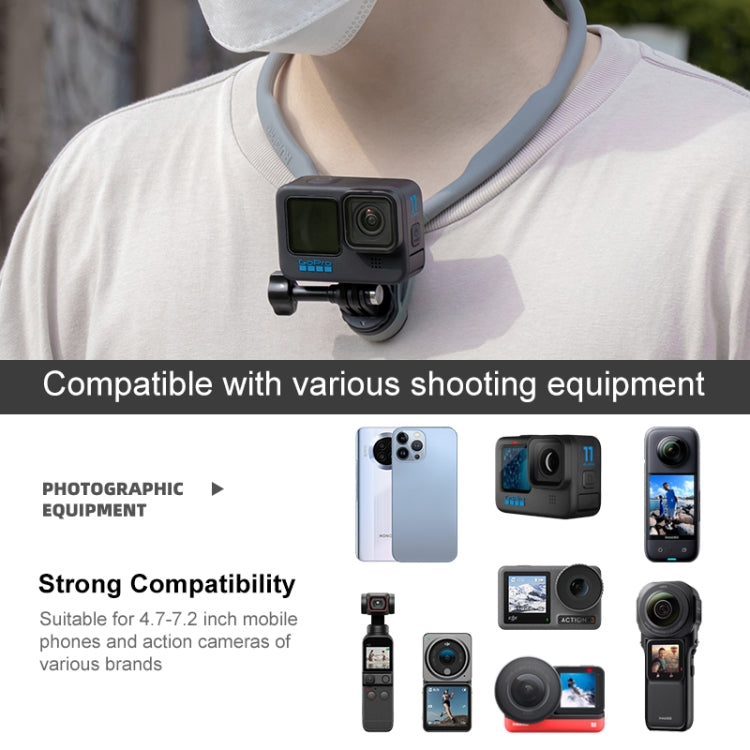 RUIGPRO Lazy Neck Bracket POV View Mount, Standard with Strap, With J-Hook Buckle, With Phone Clamp & Adapter