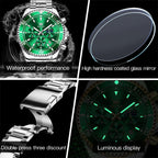 OLEVS 2870 Men Multifunctional Chronograph Three Eyes Waterproof Quartz Watch