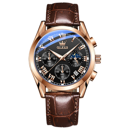 OLEVS 2871 Men Multifunctional Sports Chronograph Luminous Quartz Watch