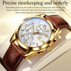 OLEVS 2872 Men Three Eyes Six Needles Chronograph Waterproof Quartz Watch
