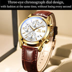 OLEVS 2872 Men Three Eyes Six Needles Chronograph Waterproof Quartz Watch