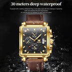 OLEVS 9925 Men Square Dial Multifunctional Waterproof Quartz Watch