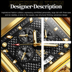 OLEVS 9925 Men Square Dial Multifunctional Waterproof Quartz Watch
