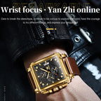 OLEVS 9925 Men Square Dial Multifunctional Waterproof Quartz Watch
