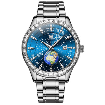 OLEVS 9967 Men Starry Sky Face Diamond Bezel Quartz Watch