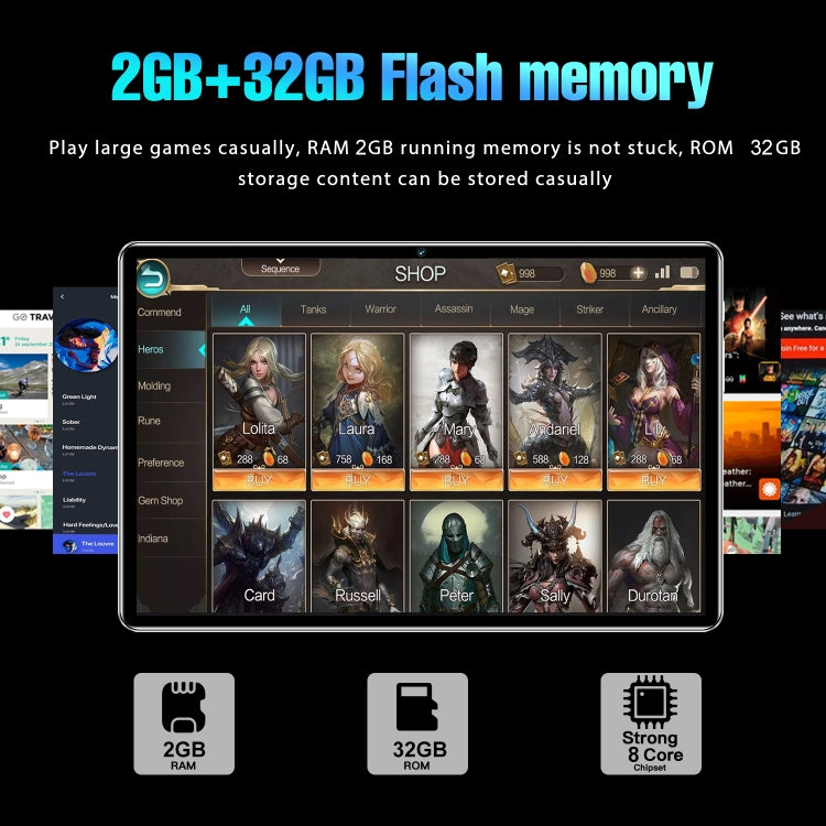 S22 10.1 inch 3G Tablet PC, Android 7.0 MTK6735 Octa Core, Support Dual SIM, WiFi, Bluetooth, GPS, S22 2GB+32GB