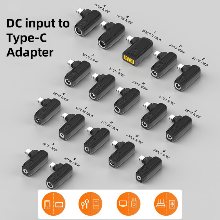 100W O 2.5X0.7mm Female to USB-C/Type-C Male Plug Charging Adapter, 2.5X0.7mm