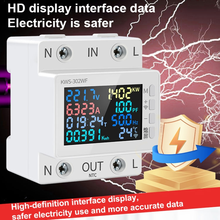 KWS-302WF 170-270V Multifunctional AC Digital Display Rail Voltage and Current Monitoring Meter, KWS-302WF