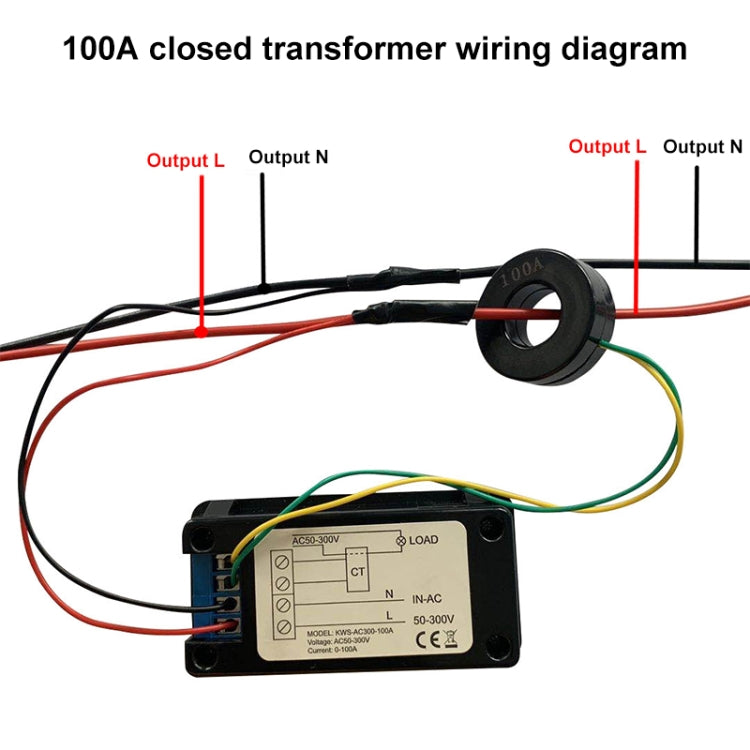 KWS-AC300-100A 50-300V AC Digital Current Voltmeter with Closed Transformer, KWS-AC300-100A with Closed Transformer
