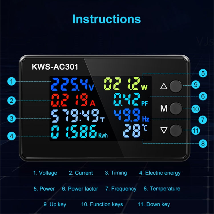 KWS-AC301-20A 50-300V AC Digital Current Voltmeter, KWS-AC301-20A