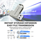 MicroDrive 2 In 1 Lightning + USB2.0 Portable Metal USB Flash Disk, 8GB, 16GB, 32GB, 64GB, 128GB, 256GB, 512GB