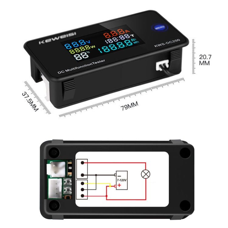 KWS-DC200-10A 8-120V DC Digital Display Voltage Current Watch Built in Shunt, KWS-DC200-10A