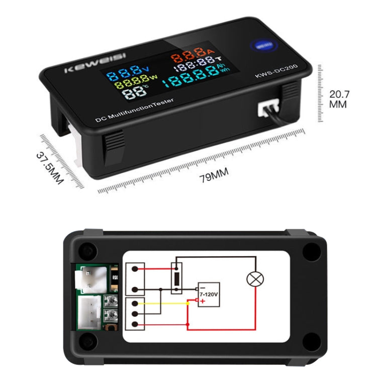 KWS-DC200-50A 8-120V DC Digital Display Voltage Current Watch with Shunt, KWS-DC200-50A