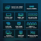 GXMO N42 Windows 11 Intel Gemini Lake N4020C Mini PC NVME SSD WiFi Mini Desktop Computer, 4GB+64GB, 4GB+64GB+256GB