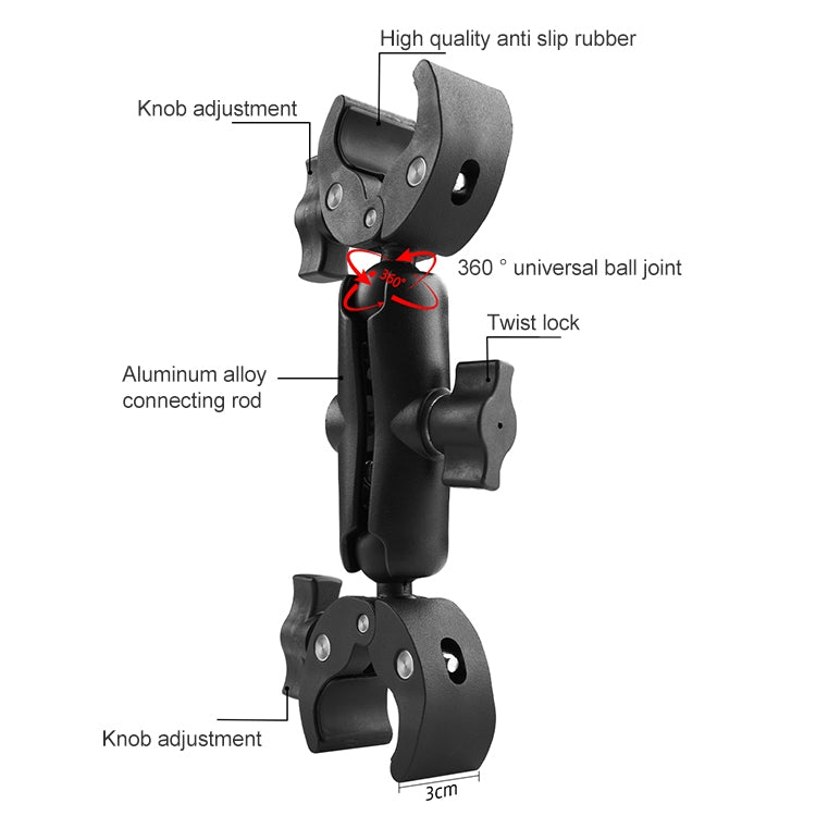 Motorcycle Dual-heads Crabs Clamps Handlebar Fixed Mount, 18cm, 22cm, 28cm