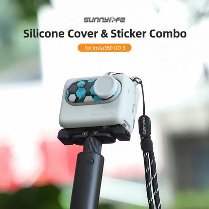 Sunnylife Silicone Case Stickers Skin Wrap Lens Cover with Neck Strap, For Insta360 GO 3