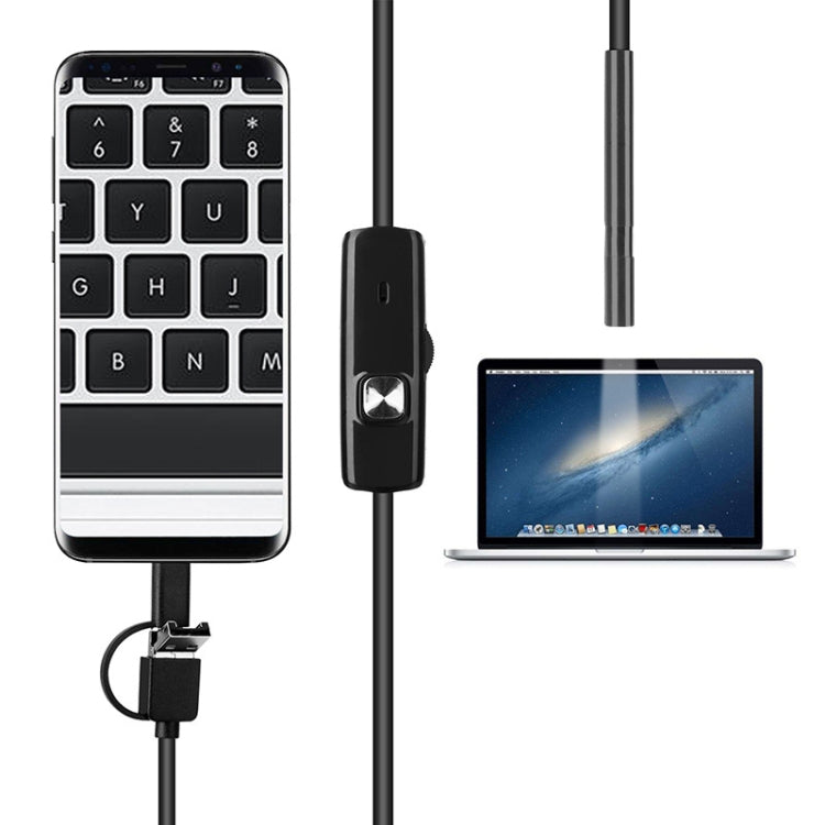 AN100 3 in 1 IP67 Waterproof USB-C / Type-C + Micro USB + USB HD Endoscope Snake Tube Inspection Camera for Parts of OTG Function Android Mobile Phone, with 6 LEDs, 5.5mm, 7mm, 8mm