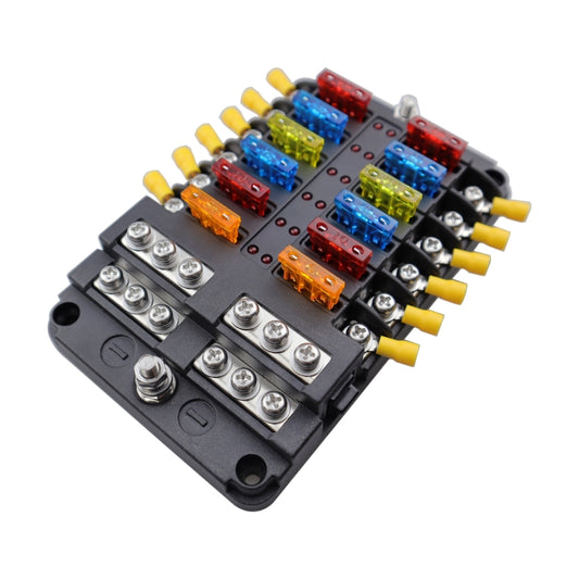 CP-4039 12 Way Fuse Block with 24pcs Fuses and 12pcs Terminals, 12 Way with 12pcs Terminals