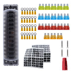 CP-4042 Vertical 12 Way Fuse Block with 12pcs Fuses and 12pcs Terminals, Vertical 12 Way with 12pcs Terminals
