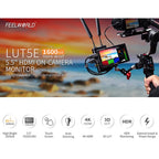 FEELWORLD LUT5E 5.5 inch High Bright 1600nit Touch Screen DSLR Camera Field Monitor F970 External Power and Install Kit 4K HDMI 1920X1080 IPS Panel, LUT5E
