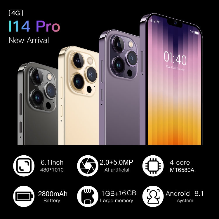 I14 Pro / N85 4G, 6.1 inch Screen, Face Identification, Android  8.1 MTK6737 Quad Core, Network: 4G, Dual SIM, I14 Pro / N85 4G 1GB+8GB