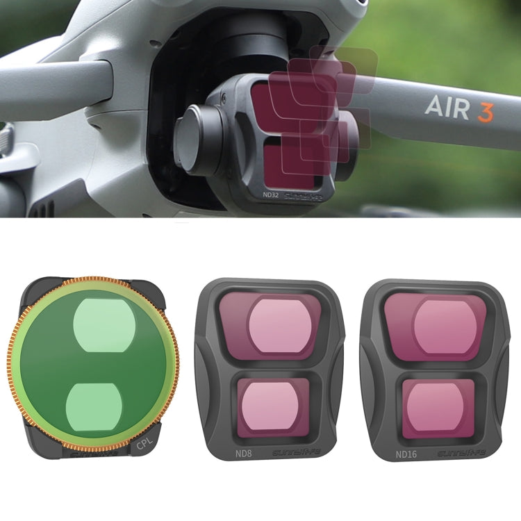 For DJI Air 3 Sunnylife Camera Lens Filter, MRC UV, ND4, ND8, ND16, ND32, ND4/PL, ND8/PL, ND16/PL, ND32/PL, CPL, 3 in 1 CPL ND8 ND16, 4 in 1 ND4/PL ND8/PL ND16/PL ND32/PL, 4 in 1 ND4 ND8 ND16 ND32, 4 in 1 MCUV CPL ND4 ND8                               ...