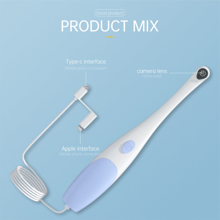 AN109 8LEDs 3.0MP 2 in 1 Visible Oral Endoscope, 2 in 1 (Purple)