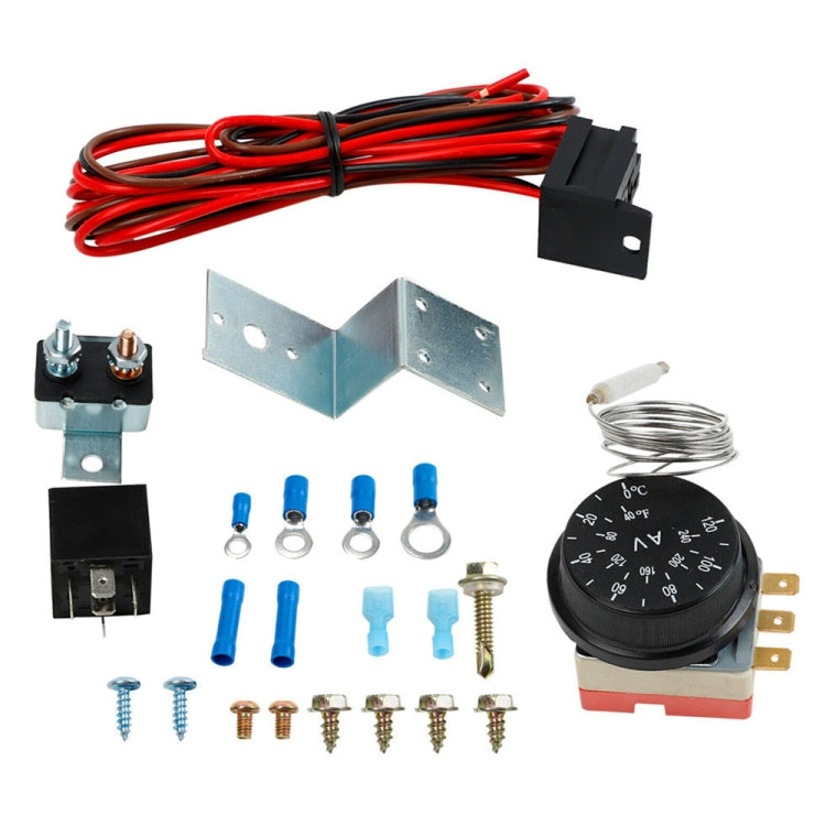 12V 60A Car Adjustable Electric Fan Cooling Control Relay Sensor Wiring Harness Kit, 12V 60A