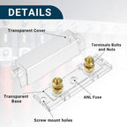 3 in 1 ANL Car Audio Modified Fuse Holder with 200A Fuse, 50A, 80A, 100A, 120A, 125A, 150A, 200A, 250A, 300A, 400A, 500A