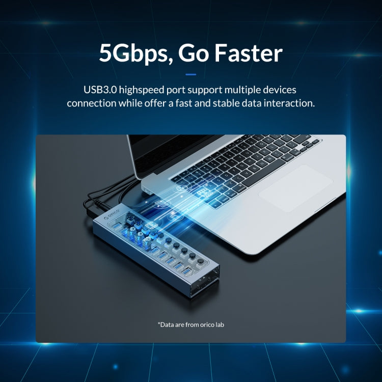 ORICO AT2U3-16AB-GY-BP 16 Ports USB 3.0 HUB with Individual Switches & Blue LED Indicator, AU Plug, EU Plug, UK Plug, US Plug
