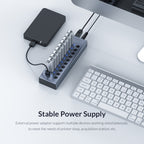 ORICO BT2U3-16AB-GY-BP 16 Ports USB 3.0 HUB with Individual Switches, 16AB