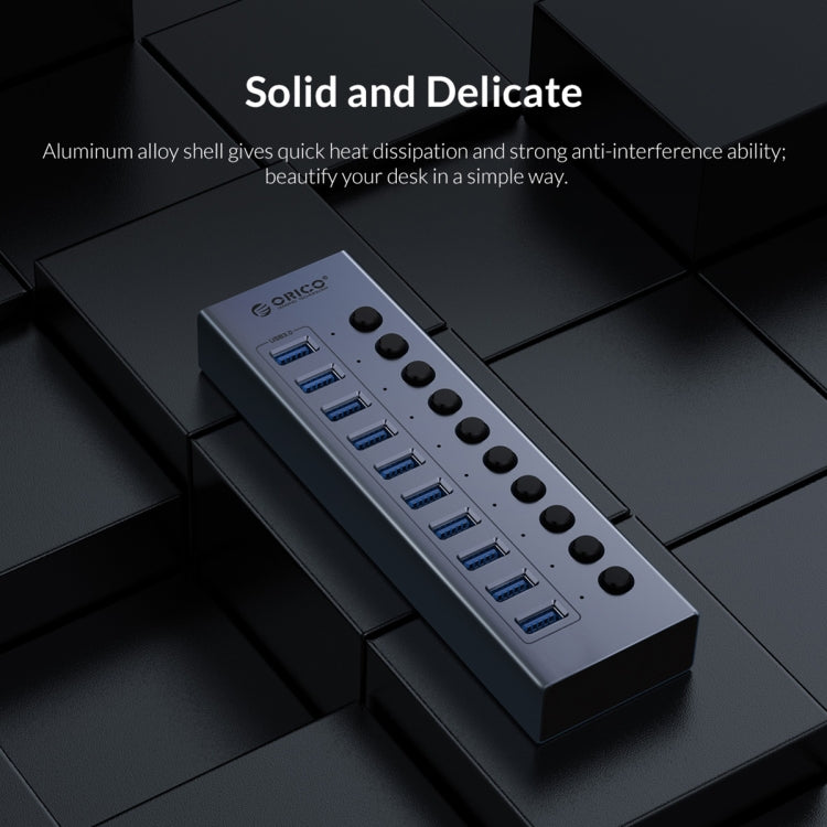 ORICO BT2U3-10AB-GY-BP 10 Ports USB 3.0 HUB with Individual Switches, 10AB