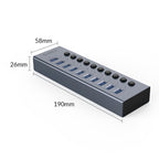 ORICO BT2U3-10AB-GY-BP 10 Ports USB 3.0 HUB with Individual Switches, 10AB