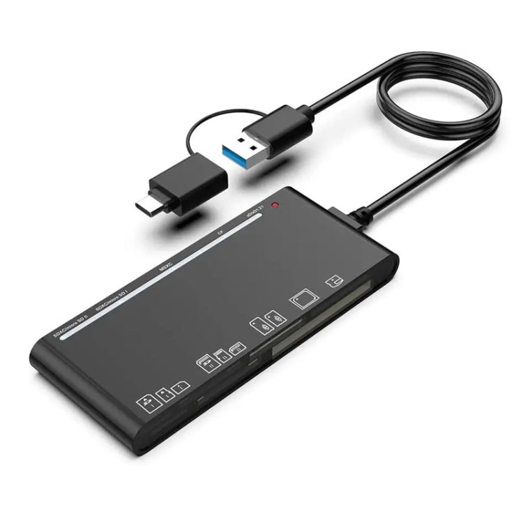 CR7 USB3.0 + Type-C Multi-function Card Reader CF / XD / MS / SD / TF Card 7 in 1, USB3.0 + Type-C