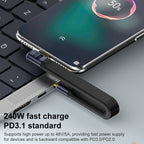 240W 40Gbps USB-C / Type-C Male to USB-C / Type-C Female Side Bend Flexible Board Data Cable, Type-C Male to Type-C Female Side Bend