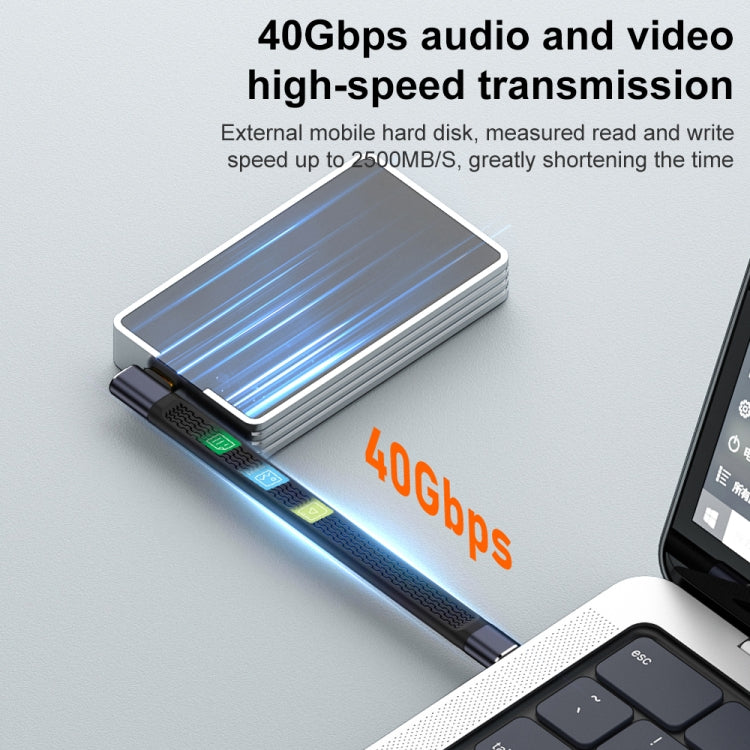 240W 40Gbps USB-C / Type-C Male to USB-C / Type-C Female Side Bend Flexible Board Data Cable, Type-C Male to Type-C Female Side Bend