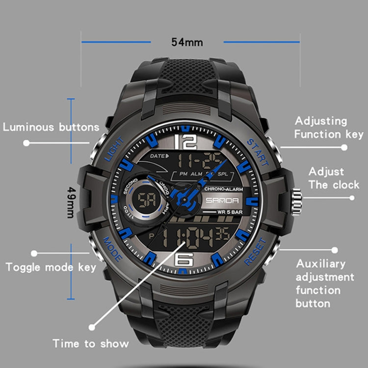 SANDA 6015 Men Multifunctional Waterproof Luminous Sports Watch