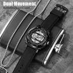 SKMEI 2098 Multifunctional Men 50M Waterproof Thermometer Dual Display Digital Wrist Watch